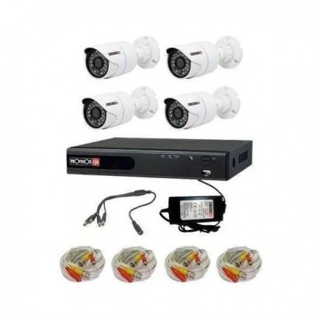 KIT DVR 4 CANALES 4 CAMARAS JUEGO DE CABLES FUENTE 12 VLTS PRO44AHDKIT